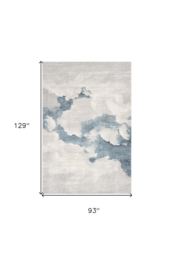 Homeroots 8' X 10' Gray And Blue Abstract Area Rug  Viscose 393210