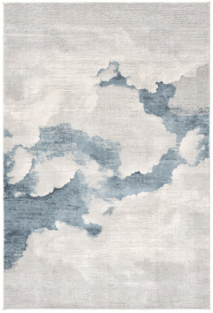 HomeRoots 4' Gray and Blue Abstract Power Loom Area Rug - Modern, Durable Design for High-Traffic Spaces 8' X 10' 393210