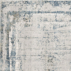 HomeRoots 4' Blue and Ivory Abstract Area Rug - Contemporary Power Loomed Design for Modern Elegance 4' X 6' 393211