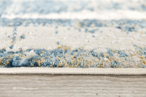 HomeRoots 4' Blue and Ivory Abstract Area Rug - Contemporary Power Loomed Design for Modern Elegance 4' X 6' 393211