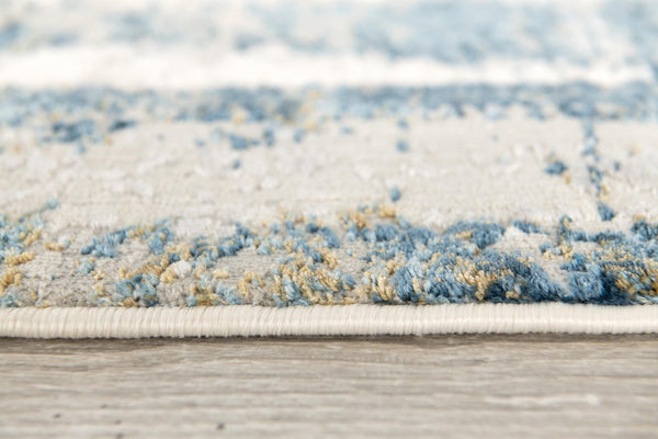 HomeRoots 4' Blue and Ivory Abstract Area Rug - Contemporary Power Loomed Design for Modern Elegance 5' X 7' 393212