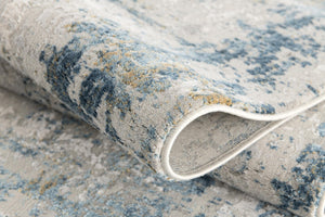 HomeRoots 4' Blue and Ivory Abstract Area Rug - Contemporary Power Loomed Design for Modern Elegance 6' X 9' 393213