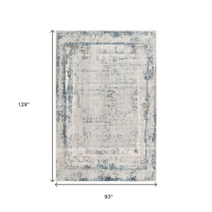 HomeRoots 4' Blue and Ivory Abstract Area Rug - Contemporary Power Loomed Design for Modern Elegance 8' X 10' 393214