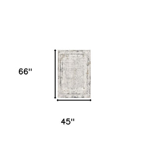HomeRoots 4' Gray and Ivory Abstract Area Rug - Contemporary Power Loom Design for Modern Living Spaces 4' X 6' 393215