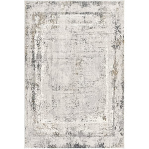 HomeRoots 4' Gray and Ivory Abstract Area Rug - Contemporary Power Loom Design for Modern Living Spaces 5' X 8' 393216