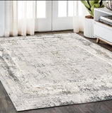 Homeroots 5' X 8' Gray And Ivory Abstract Power Loom Area Rug  Viscose 393216