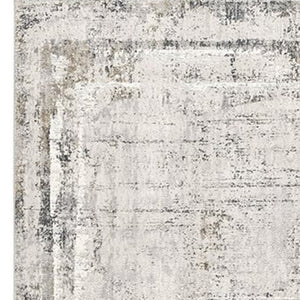 HomeRoots 4' Gray and Ivory Abstract Area Rug - Contemporary Power Loom Design for Modern Living Spaces 5' X 8' 393216