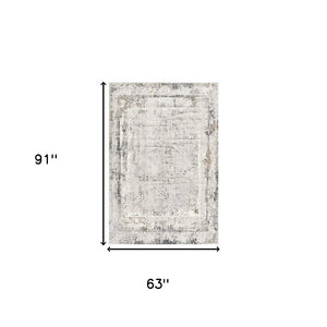 HomeRoots 4' Gray and Ivory Abstract Area Rug - Contemporary Power Loom Design for Modern Living Spaces 5' X 8' 393216