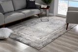 Homeroots 7' X 10' Gray And Ivory Abstract Power Loom Area Rug  Viscose 393217