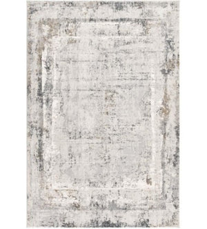 HomeRoots 4' Gray and Ivory Abstract Area Rug - Contemporary Power Loom Design for Modern Living Spaces 7' X 10' 393217