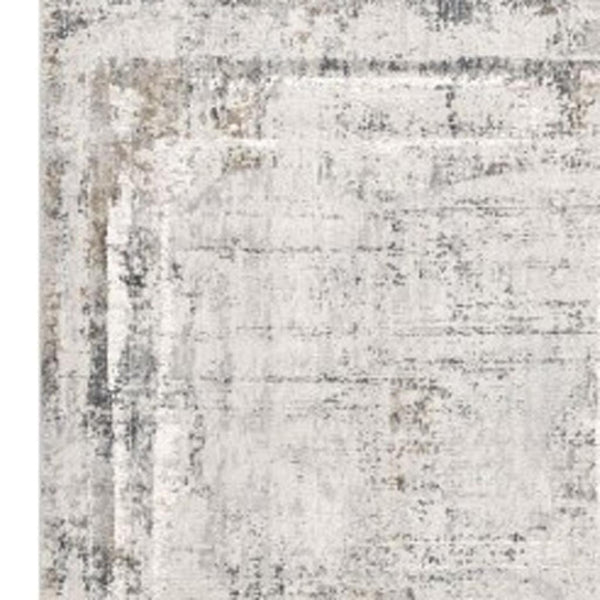 HomeRoots 4' Gray and Ivory Abstract Area Rug - Contemporary Power Loom Design for Modern Living Spaces 7' X 10' 393217