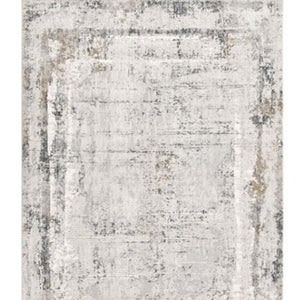 HomeRoots 4' Gray and Ivory Abstract Area Rug - Contemporary Power Loom Design for Modern Living Spaces 7' X 10' 393217