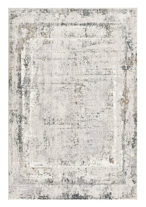 HomeRoots 4' Gray and Ivory Abstract Area Rug - Contemporary Power Loom Design for Modern Living Spaces 8' X 11' 393218
