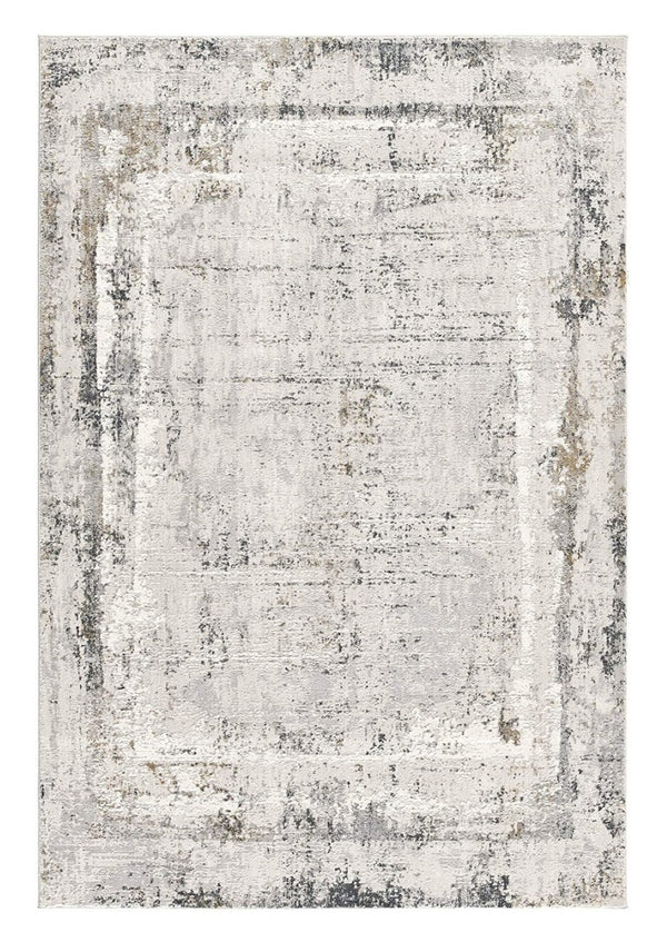HomeRoots 4' Gray and Ivory Abstract Area Rug - Contemporary Power Loom Design for Modern Living Spaces 8' X 11' 393218