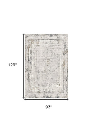 HomeRoots 4' Gray and Ivory Abstract Area Rug - Contemporary Power Loom Design for Modern Living Spaces 8' X 11' 393218