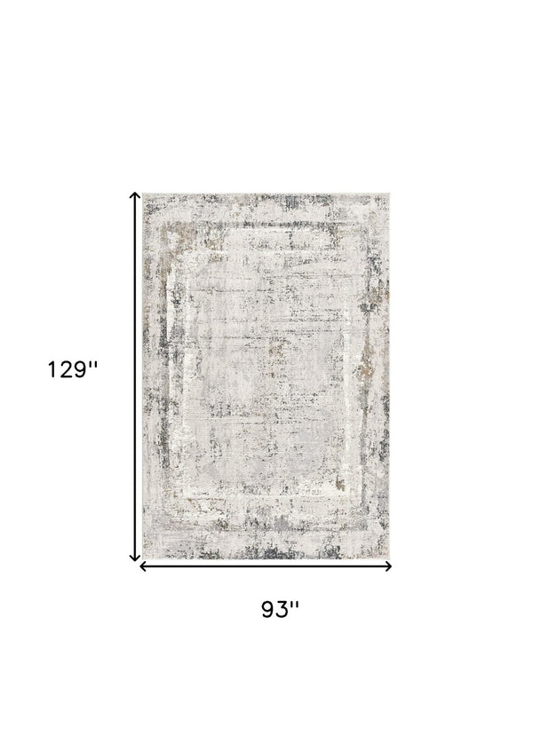HomeRoots 4' Gray and Ivory Abstract Area Rug - Contemporary Power Loom Design for Modern Living Spaces 8' X 11' 393218