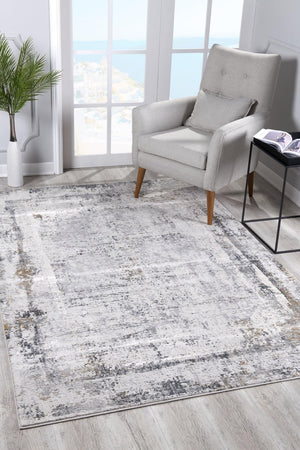HomeRoots 4' Gray and Ivory Abstract Area Rug - Contemporary Power Loom Design for Modern Living Spaces 8' X 11' 393218