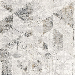 HomeRoots 4' Modern Gray and Ivory Abstract Area Rug - Power Loomed Viscose for Cozy, Stylish Home Decor 4' X 6' 393219