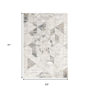 HomeRoots 4' Modern Gray and Ivory Abstract Area Rug - Power Loomed Viscose for Cozy, Stylish Home Decor 5' X 8' 393220