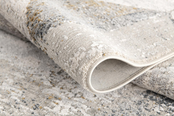 HomeRoots 4' Modern Gray and Ivory Abstract Area Rug - Power Loomed Viscose for Cozy, Stylish Home Decor 7' X 10' 393221