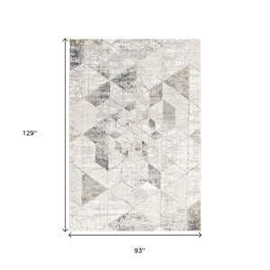 HomeRoots 4' Modern Gray and Ivory Abstract Area Rug - Power Loomed Viscose for Cozy, Stylish Home Decor 8' X 11' 393222
