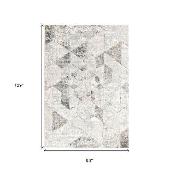 HomeRoots 4' Modern Gray and Ivory Abstract Area Rug - Power Loomed Viscose for Cozy, Stylish Home Decor 8' X 11' 393222