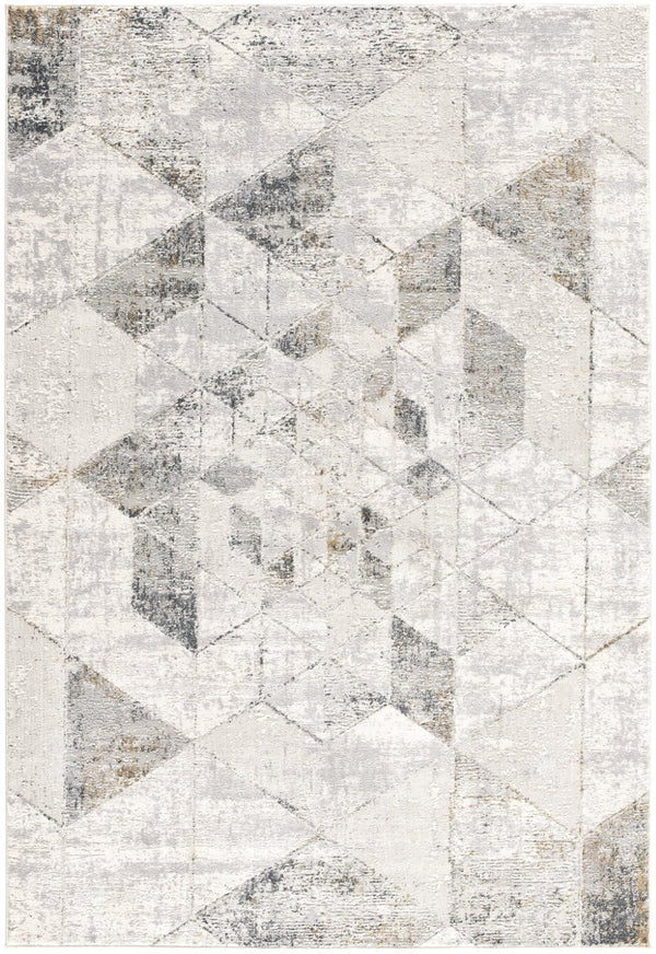 HomeRoots 4' Modern Gray and Ivory Abstract Area Rug - Power Loomed Viscose for Cozy, Stylish Home Decor 8' X 11' 393222