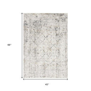 HomeRoots 4' Elegant Gray and Ivory Abstract Area Rug - Contemporary Power Loom Design for Stylish Homes 4' X 6' 393223