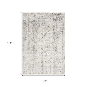 HomeRoots 4' Elegant Gray and Ivory Abstract Area Rug - Contemporary Power Loom Design for Stylish Homes 6' X 9' 393225