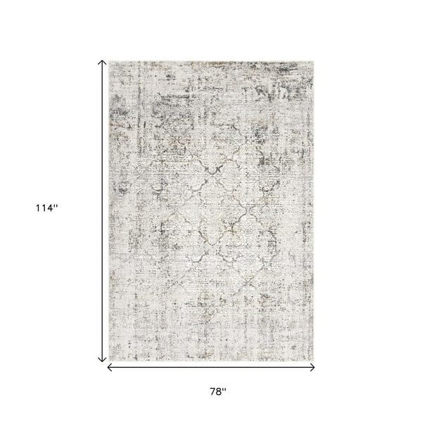 HomeRoots 4' Elegant Gray and Ivory Abstract Area Rug - Contemporary Power Loom Design for Stylish Homes 6' X 9' 393225