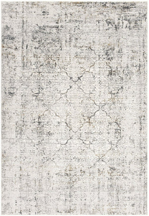 HomeRoots 4' Elegant Gray and Ivory Abstract Area Rug - Contemporary Power Loom Design for Stylish Homes 6' X 9' 393225