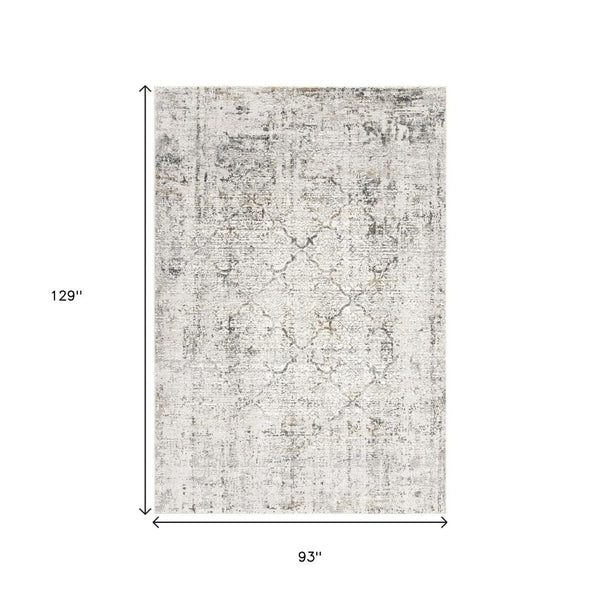 HomeRoots 4' Elegant Gray and Ivory Abstract Area Rug - Contemporary Power Loom Design for Stylish Homes 8' X 10' 393226