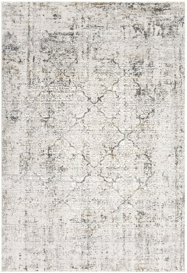 HomeRoots 4' Elegant Gray and Ivory Abstract Area Rug - Contemporary Power Loom Design for Stylish Homes 8' X 10' 393226