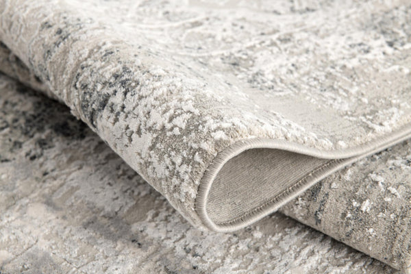 HomeRoots 4' Gray and Ivory Abstract Power Loom Area Rug for Modern Elegance in Living Rooms and Offices 4' X 6' 393227