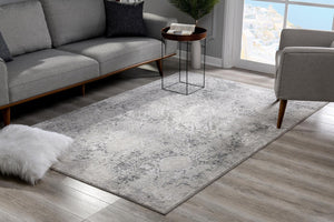 HomeRoots 4' Gray and Ivory Abstract Power Loom Area Rug for Modern Elegance in Living Rooms and Offices 4' X 6' 393227