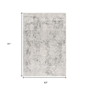 HomeRoots 4' Gray and Ivory Abstract Power Loom Area Rug for Modern Elegance in Living Rooms and Offices 5' X 7' 393228