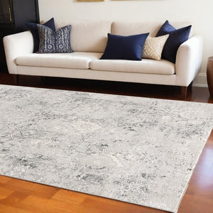 HomeRoots 4' Gray and Ivory Abstract Power Loom Area Rug for Modern Elegance in Living Rooms and Offices 6' X 9' 393229