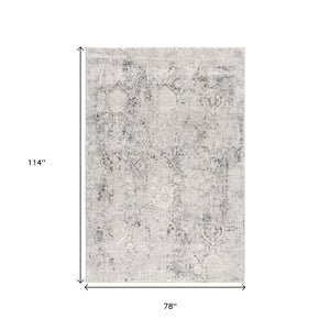 HomeRoots 4' Gray and Ivory Abstract Power Loom Area Rug for Modern Elegance in Living Rooms and Offices 6' X 9' 393229