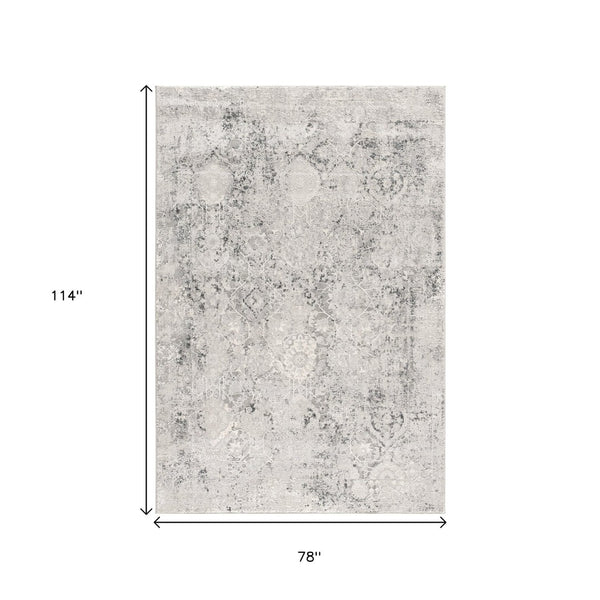 HomeRoots 4' Gray and Ivory Abstract Power Loom Area Rug for Modern Elegance in Living Rooms and Offices 6' X 9' 393229