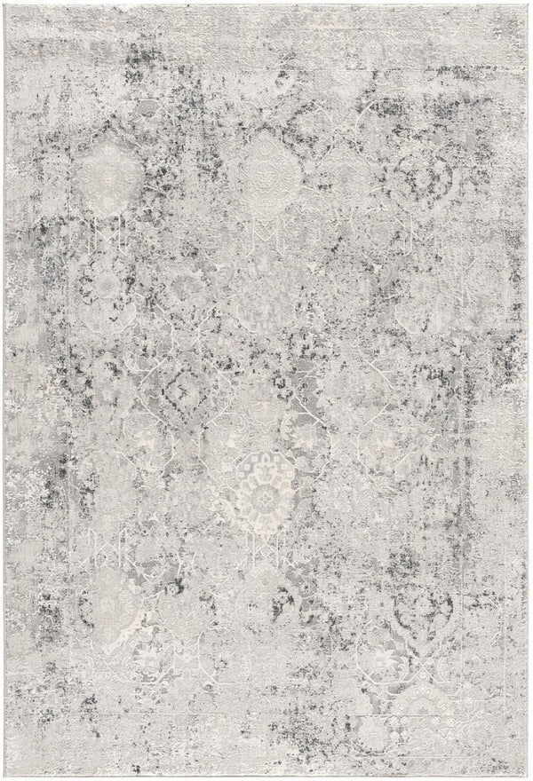 HomeRoots 4' Gray and Ivory Abstract Power Loom Area Rug for Modern Elegance in Living Rooms and Offices 6' X 9' 393229