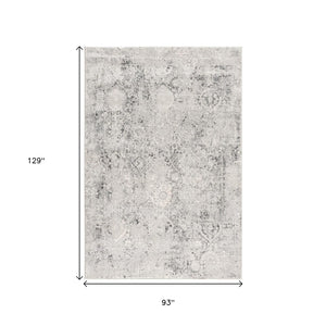 HomeRoots 4' Gray and Ivory Abstract Power Loom Area Rug for Modern Elegance in Living Rooms and Offices 8' X 10' 393230