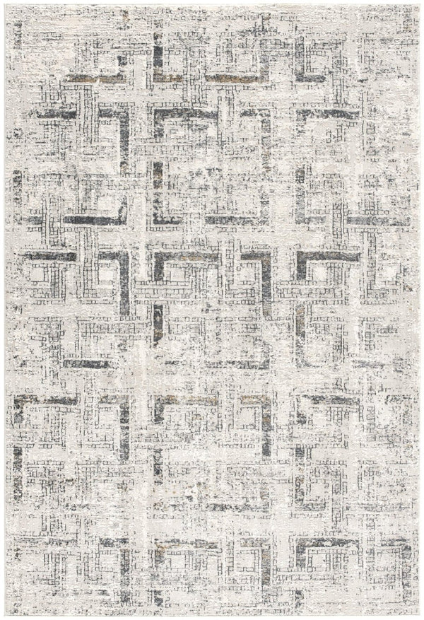 HomeRoots 4' Gray and Ivory Abstract Area Rug - Elegant Power Loomed Design for Modern Spaces and Cozy Comfort 4' X 6' 393231