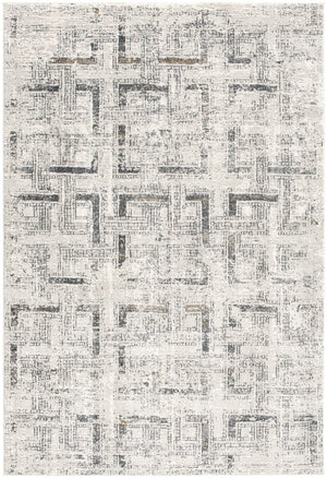 HomeRoots 4' Gray and Ivory Abstract Area Rug - Elegant Power Loomed Design for Modern Spaces and Cozy Comfort 5' X 8' 393232