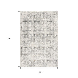 HomeRoots 4' Gray and Ivory Abstract Area Rug - Elegant Power Loomed Design for Modern Spaces and Cozy Comfort 7' X 10' 393233