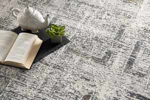 HomeRoots 4' Gray and Ivory Abstract Area Rug - Elegant Power Loomed Design for Modern Spaces and Cozy Comfort 8' X 11' 393234