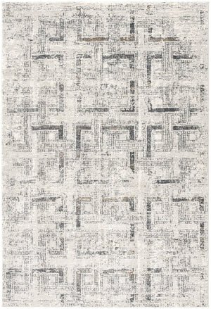 HomeRoots 4' Gray and Ivory Abstract Area Rug - Elegant Power Loomed Design for Modern Spaces and Cozy Comfort 8' X 11' 393234