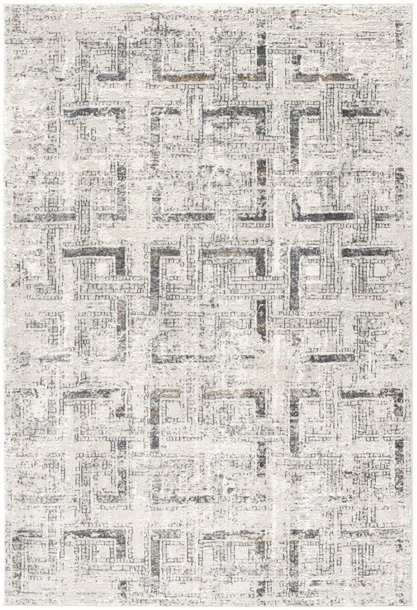 HomeRoots 4' Gray and Ivory Abstract Area Rug - Elegant Power Loomed Design for Modern Spaces and Cozy Comfort 8' X 11' 393234