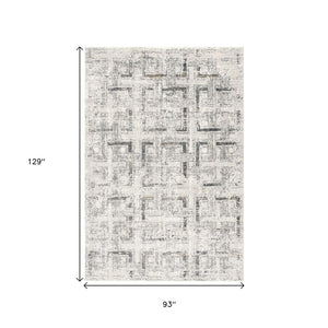 HomeRoots 4' Gray and Ivory Abstract Area Rug - Elegant Power Loomed Design for Modern Spaces and Cozy Comfort 8' X 11' 393234