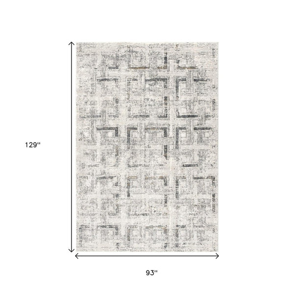 HomeRoots 4' Gray and Ivory Abstract Area Rug - Elegant Power Loomed Design for Modern Spaces and Cozy Comfort 8' X 11' 393234
