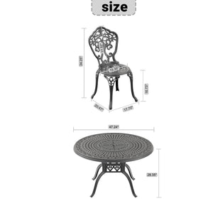 English Elm 7-Piece All-Weather Cast Aluminum Dining Set With Round Table & 6 Chairs - Stylish & Durable Outdoor Furniture W1710S00228